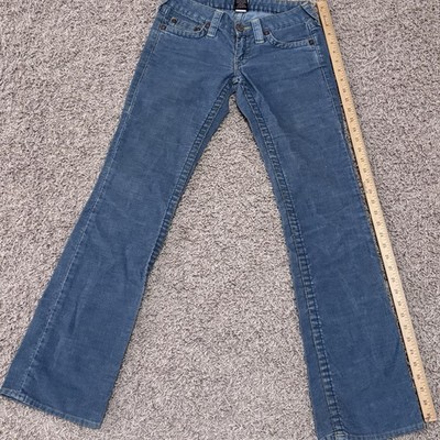 True Religion Woman s Sky Blue Corduroy Section #500 Y2K Rare Pants 26 (28x33)