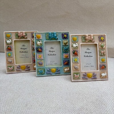 Three Vintage 3D Cast Resin Picture Frames from Unique Collection Hand Painted
