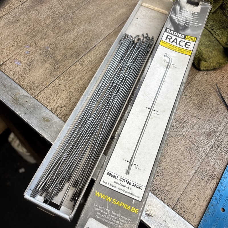 X38 Sapim Race Spokes, SILVER, Double Butted 2.0/1/8mm