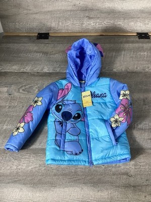 Disney Stitch Kids Snowsuit Set Coat Bib Pants Blue Size 5/6 NWT