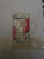 VTG WHITE THUMB TACKS Pack of 40 A & W Products New York USA Made Solid Head