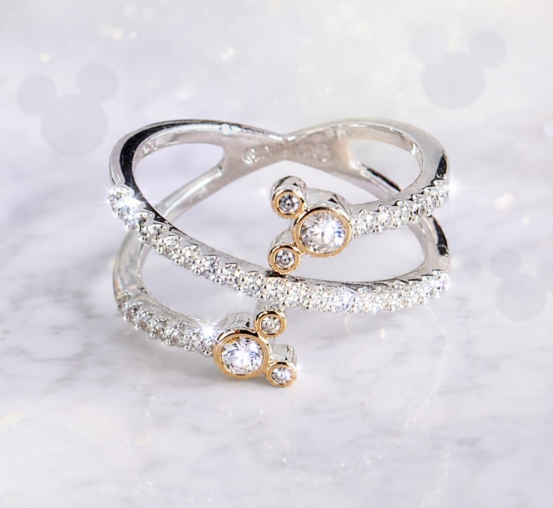 Authentic Walt Disney Mickey & Minnie Mouse CZ Ring, Size 6, Marked DISNEY