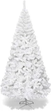 Goplus 7ft Artificial White Christmas Tree Xmas Pine Tree with Solid Metal Legs 