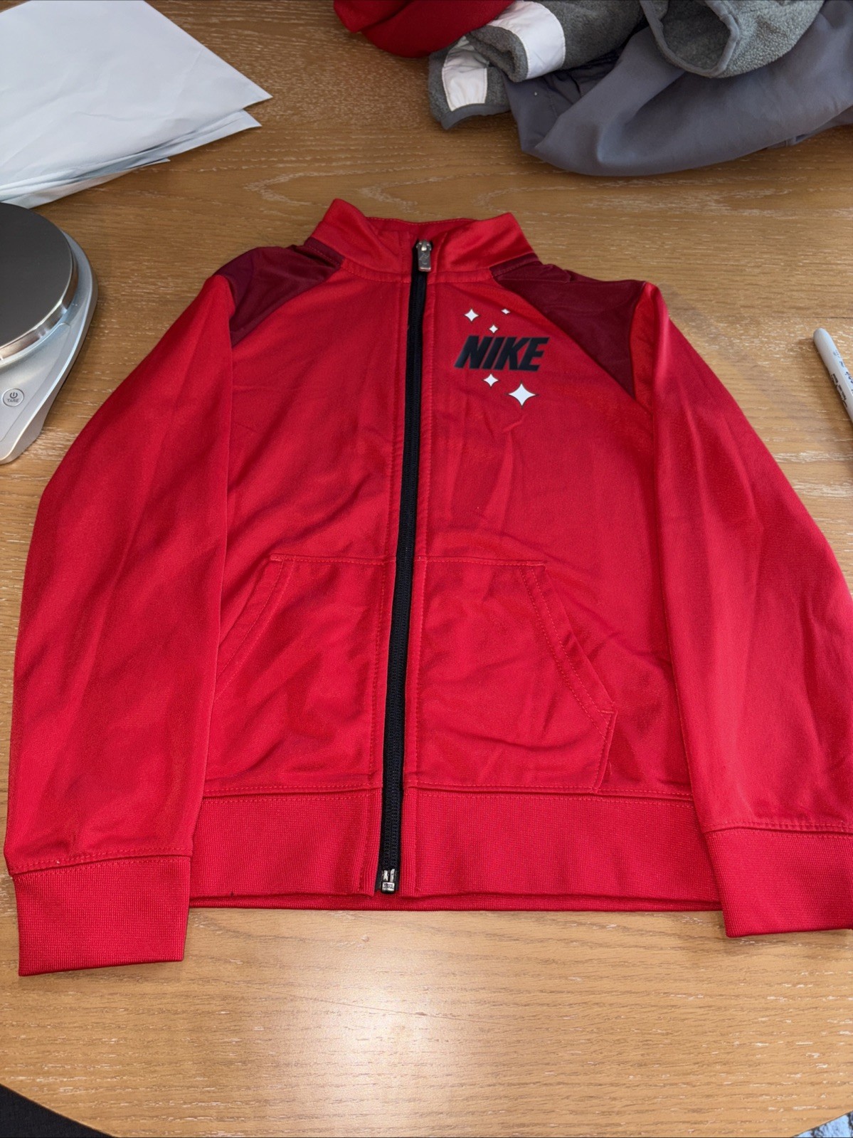 SACAI X NIKE NIKE Track Jacket Ragazzo Taglia 7 Rosso Zip Up 34A