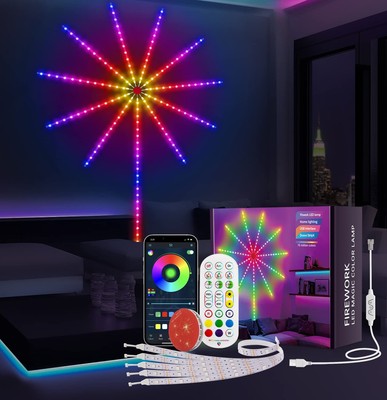 Smart Firework Led Lights USB Powered Room Decor, Color Changing Fireworks Le...