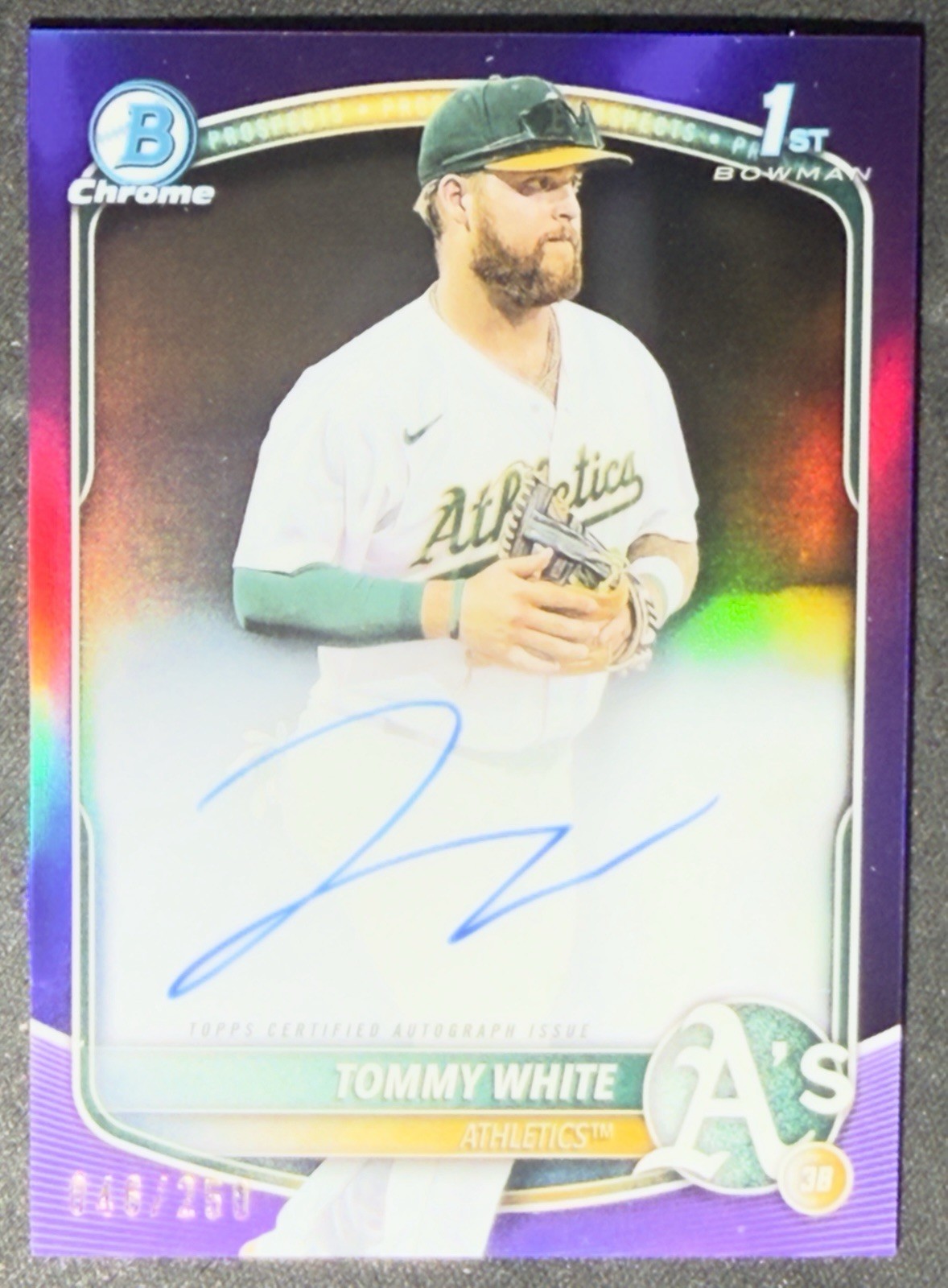 2025 Bowman Chrome 1st Purple Refractor Auto /250 TOMMY WHITE #CPA-TWH Athletics
