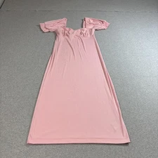 Free People Beach Dress Womens Medium Pink Puff Sleeve Sweetheart Maxi Made USA