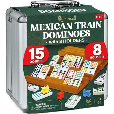 Mexikanisches ZugDominoSet Doppel 15 mit 8 Haltern  Nabe und Steinhalter aus ...