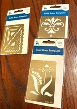 Srencils, solid brass tmplate, a set of three, new2.5 x 2.5, 2 x 3,