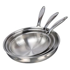 Buckingham Elite Tri-Ply 18/8 Stainless Steel Saute Frying Pan Sets, Uncoated