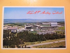 U.S.A.F. Academy Colorado Springs Colorado vtg postcard aerial view of campus
