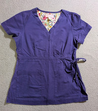 Koi by Kathy Peterson Women s Purple Short Sleeve Medical Scrub Top / Size S