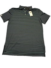 RLX Polo Ralph Lauren Blue Navy Striped Short Sleeve Wicking Shirt Stretch 98