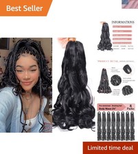 French Curly Braiding Hair 24 Inch Bouncy Loose Wavy 8 Packs Black Syntheti...