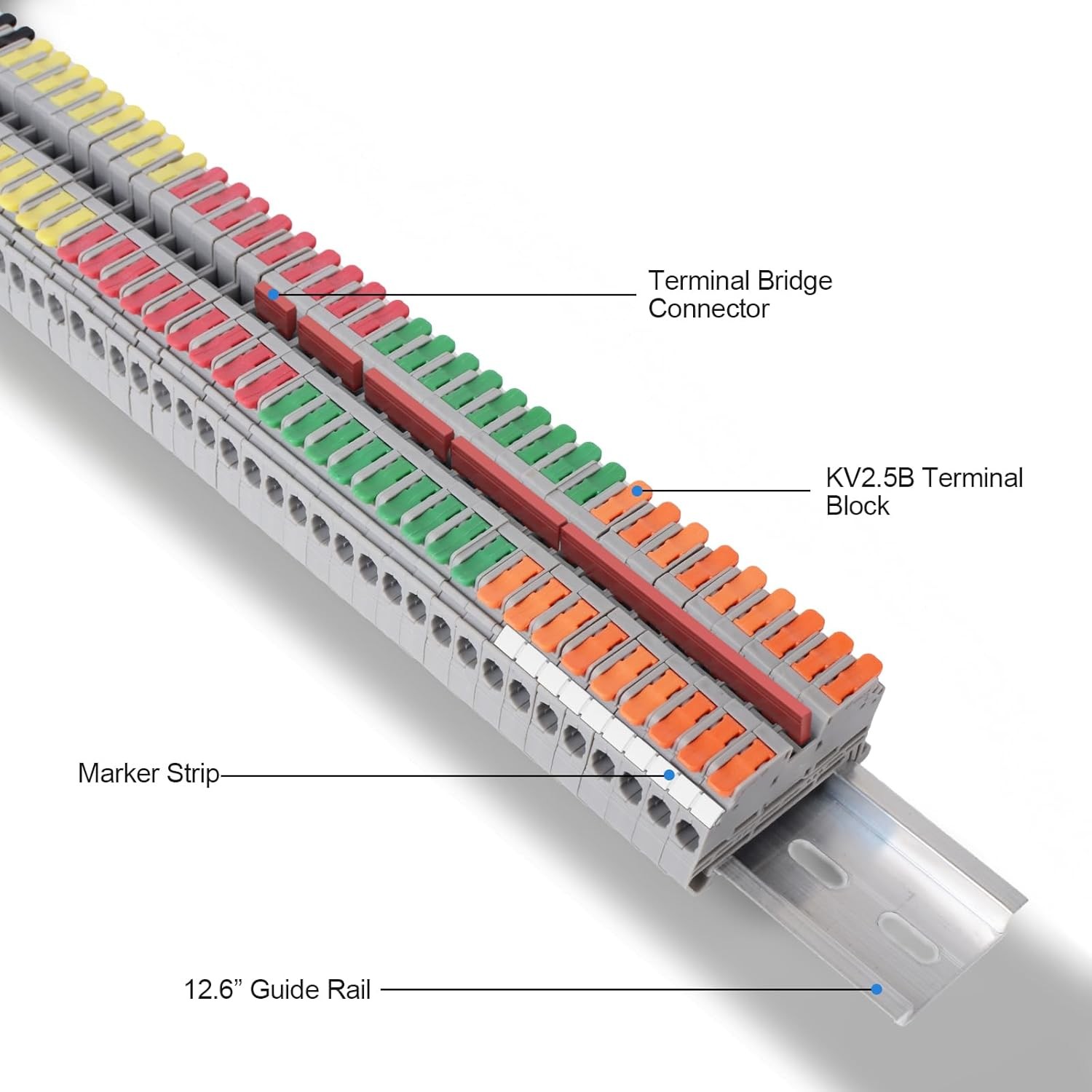 Terminal Block Kit, Rail Type Voltage Terminal, KV2.5B 600V 32A 28-12 AWG Compac