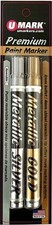 U-Mark Metallic Premium Glossy Paint Marker 10ml 2/Pkg-Silver  Gold
