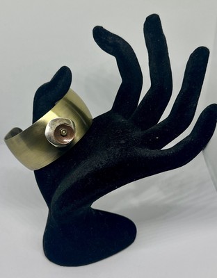 Industrial Style Brass Copper Silver Tone Cuff Bracelet