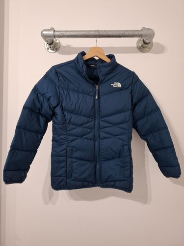 The North Face Puffer Jacket Filled 550 Puffer Coat Girls Large Navy Blue