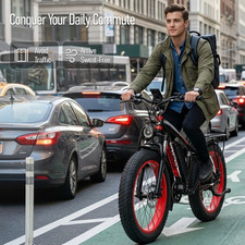 1500W 26" Fat Tire Electric Bikes for Adults 34MPH 60Miles City Mountain E-bike