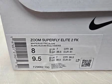 Nike Zoom Superfly Elite 2 FK White Green Spikes Mens Sz 8 / WMNS 9.5 FZ9662-100