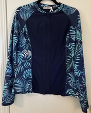Grace Karin Navy Floral Long-Sleeve Rash Guard Set 3-Piece Swim Set Sz XL read