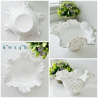 Vintage Fenton Hobnail Milk Glass Bowl With Ruffled Edge 6” x 4”, Excellent