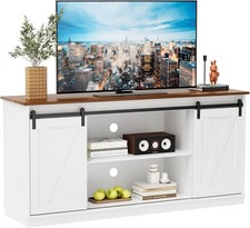 65" TV Stand Farmhouse Entertainment Center w/ Storage Cabinet Sliding Barn Door