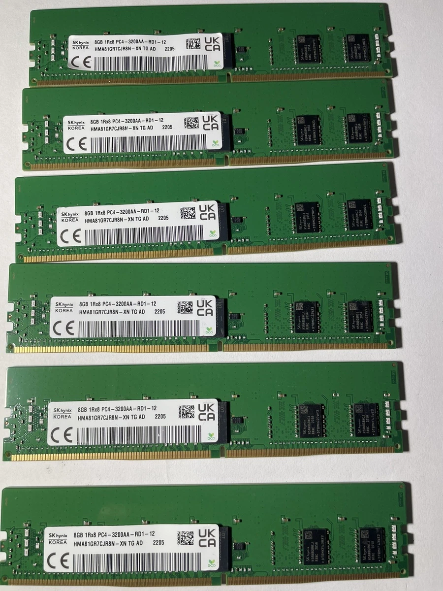 Lot of 6) SKhynix 8GB 1Rx8 PC4-3200AA-RD1-12 | eBay