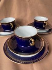 ROMANOV  Genuine Cobalt,Kaffee /Teetasse Untertasse Kuchenteller,3 Gedecke 
