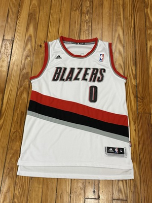 #ad PORTLAND TRAIL BLAZER BLACK DAMIAN LILLARD #0 LOGO BASKETBALL ADIDAS JERSEY SZ M $24.99