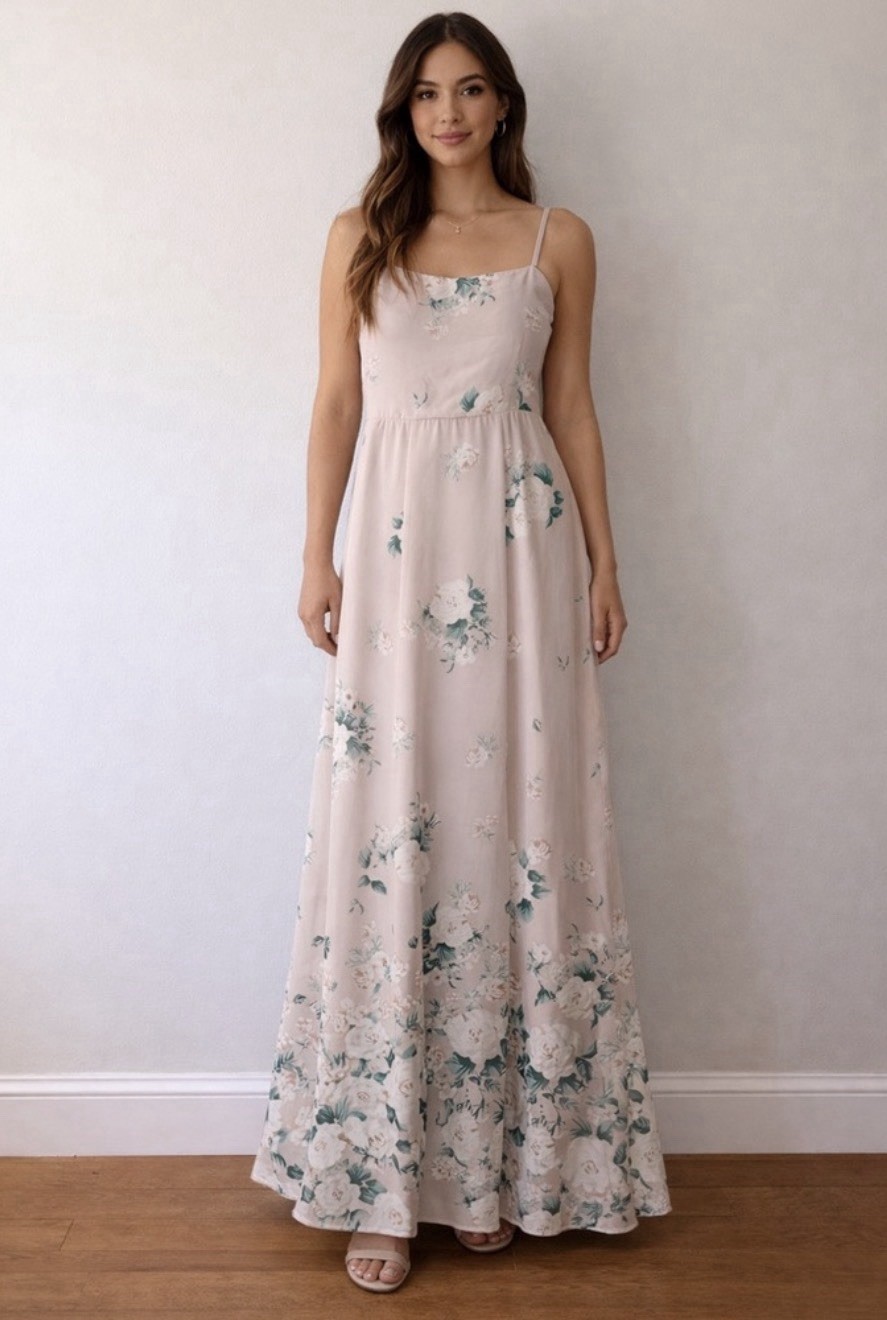 Show Me Your Mumu S Floral Chiffon Maxi Dress Square Neck Bow Back Zip