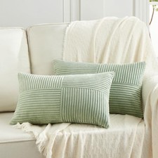 2 Packs Long Lumbar Decorative Throw Pillow 24" x 16" Pack of 2 Sage Green