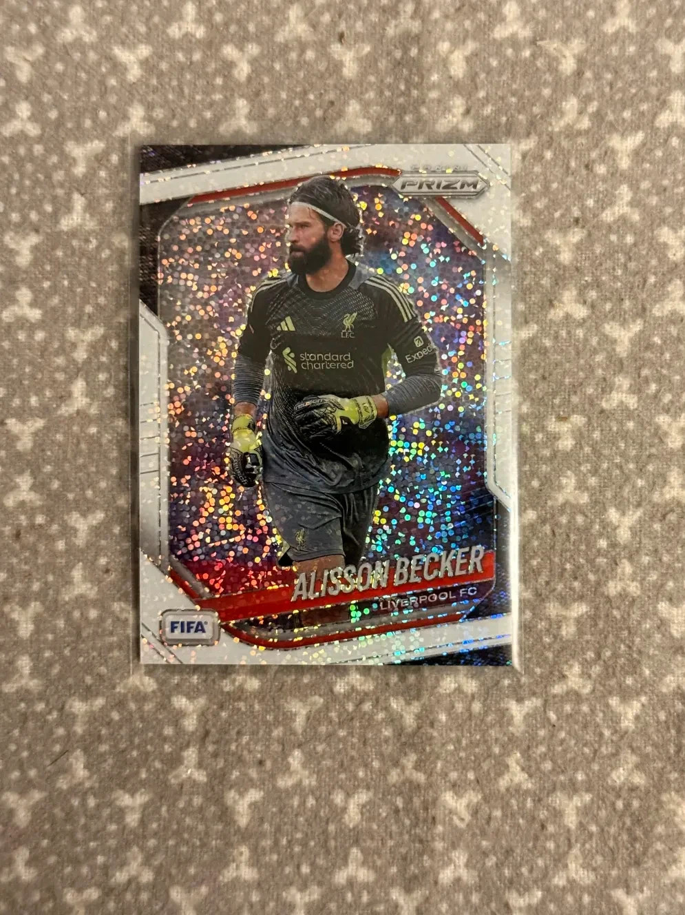 Alisson Becker 2025-26 Panini Prizm FIFA White Sparkle SSP Liverpool FC