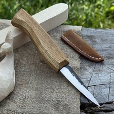 Coltello da intaglio legno Sloyd 2,95 pollici 52100 acciaio al carbonio manico frassino fodero pelle