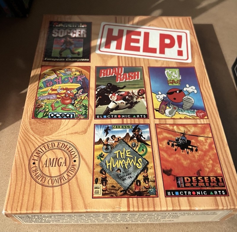 Help! Charity Compilation - Commodore Amiga - boxed, CIB - tested & working