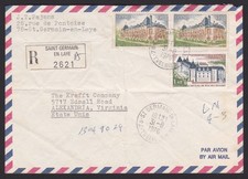 France Scott 1419 & 1474 on cover with Saint-Germain-en-Laye registration label