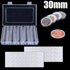 100Pcs 30mm Coin Cases Capsules Holder Clear Plastic Round Big Storage Box New