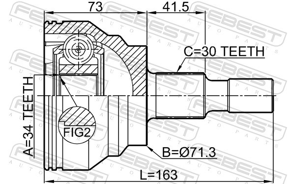 ✅Fits FEBEST 1610-164R OUTER CV JOINT 34X71.3X30  ⭐UK Seller⭐