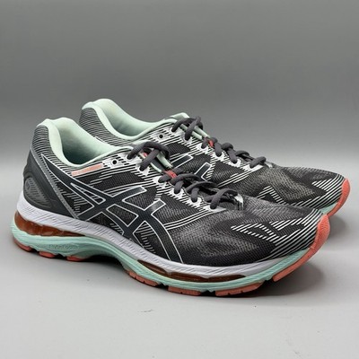 Asics Gel-Nimbus 19 Running Shoes T750N Women s Size 10 Gray Green Orange