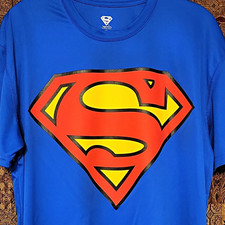 Superman DC Comics Blue Logo Graphic Tagless Crew Neck T-Shirt Men s L