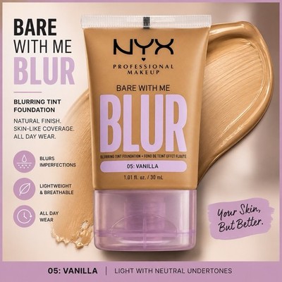 NYX Professional Makeup Bare With Me Blur Skin Tint Foundation 05 Vanilla
