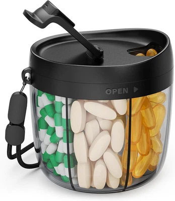 BESUCHE DEN AUVON-STORE AUVON Tablettenbox 7 Tage, Rund Medikamentenbox Mit 7 Großen Fächern & Breiter Ö