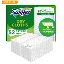 Dry Sweeping Pads Refill 52 Ct Unscented Floor Cleaner Dust Hair Dirt Mop Cloths