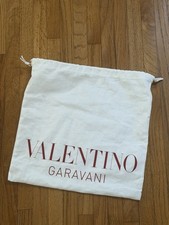 Valentino Garavani White Canvas Drawstring Dust Bag w/ Red Lettering 13x13