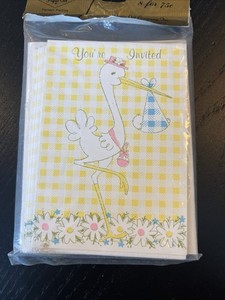 ⭐️ Vintage Baby Shower Invitations. Unopened Pack Of 8. Made In USA