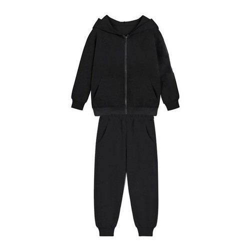 Kids Boys Girls Outfit Solid Color Tracksuit Pockets Hooded Long Sleeve Jacket - Picture 20 of 27