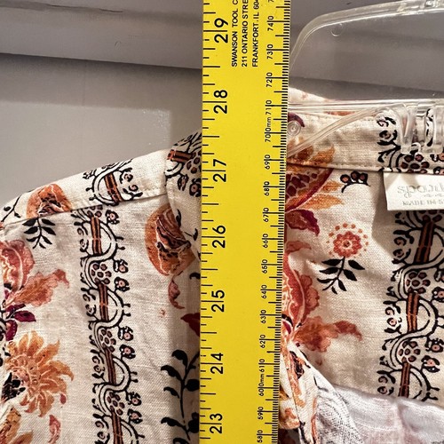 Spartina 449 Womens Shirt Large 100% Linen Beige Clay Floral Long Sleeve Button - Picture 6 of 9