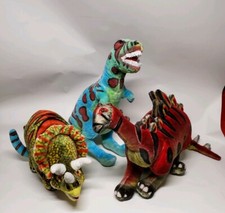 Melissa  Doug Lot of 3 Dinosaurs Triceratops Stegosaurus  T Rex Stuffed Plush