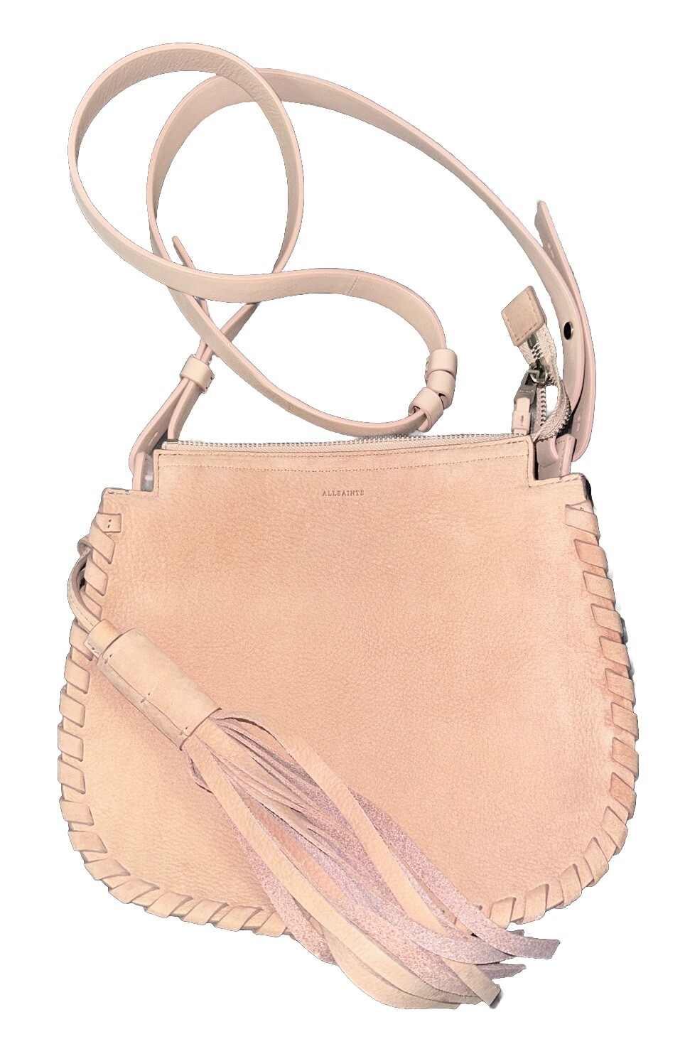 ALL SAINTS AllSaints Light nude / Pink Grain Leather/suede Crossbody Bag NEW WOT