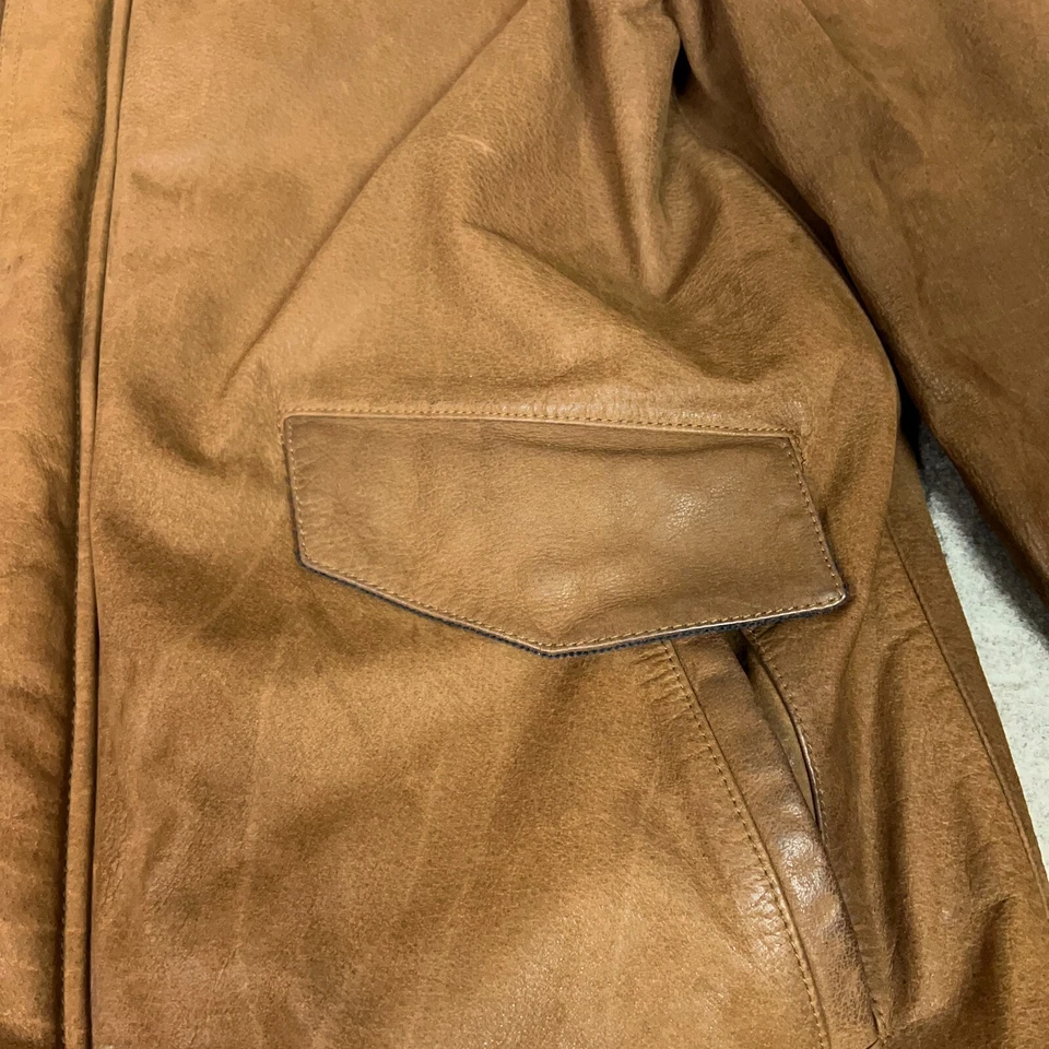 Columbia Mens Coat Large Brown Leather Wool Blanket Lined Jacket Outdoor Gorp ^ - Image 4 of 4